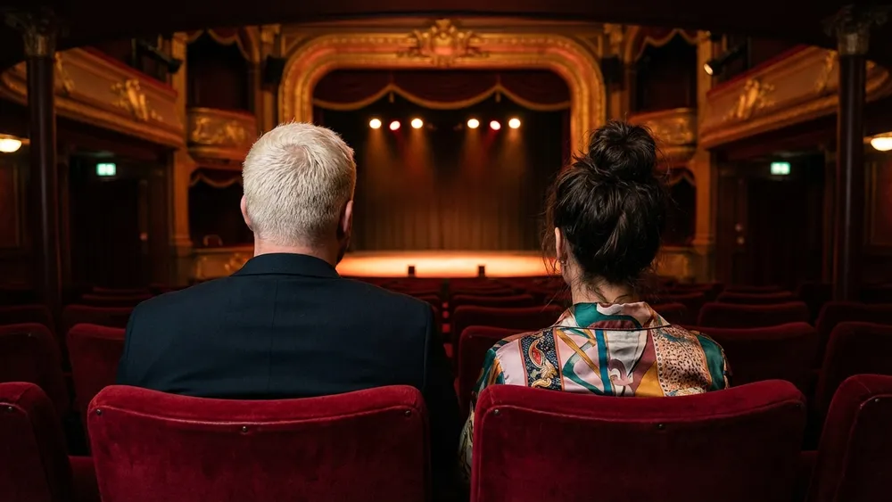 GOP Varieté in Hannover – Team sitzt im historischen Theatersaal mit Blick auf die Bühne