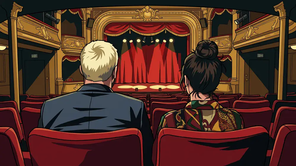 GOP Varieté in Hannover – Team sitzt im historischen Theatersaal mit Blick auf die Bühne