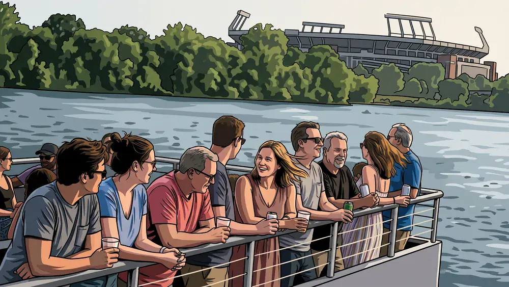 Maschseeflotte in Hannover – Kollegen stehen an Deck eines Fahrgastschiffs auf dem Maschsee