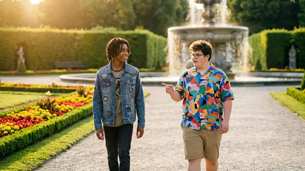 Herrenhäuser Gärten in Hannover – Schüler spazieren durch den symmetrischen Barockgarten