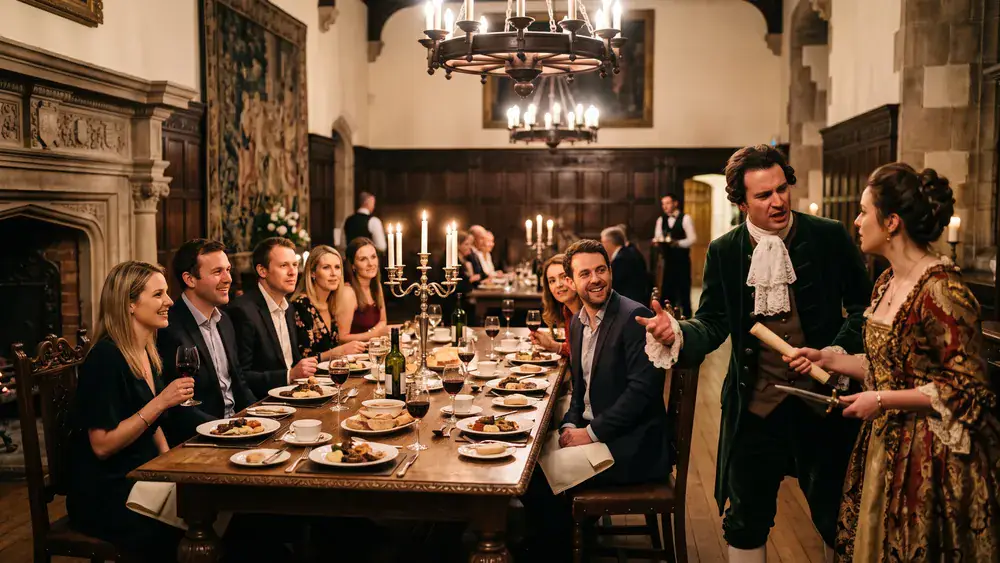 Krimidinner in Hannover - Kollegen verfolgen am gedeckten Tisch ein Schauspiel und lösen einen Mordfall