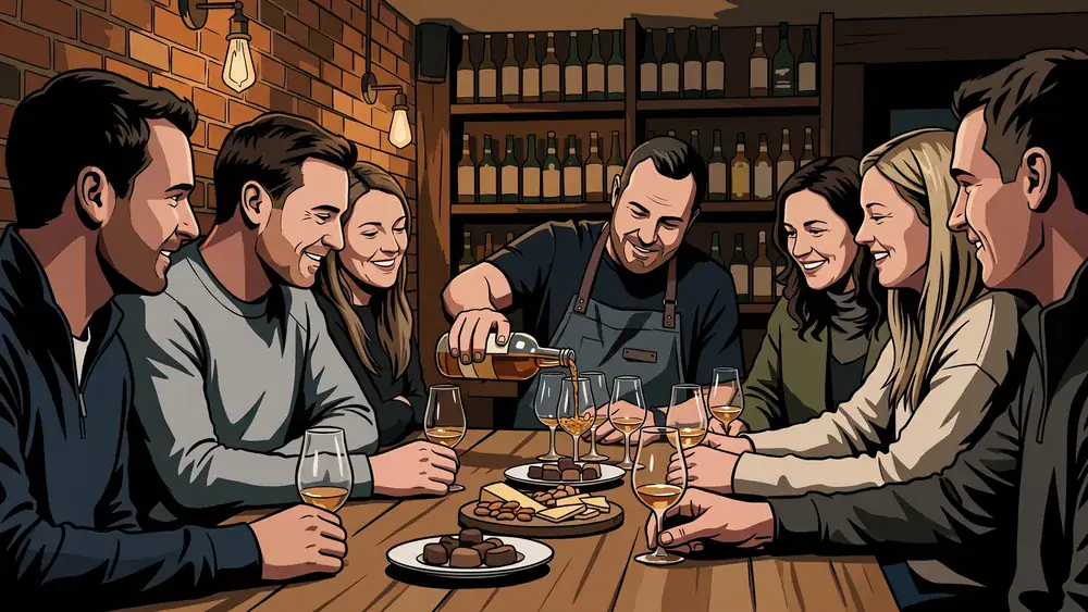 Whisky-Tasting in Kassel - Erwachsene verkosten Spirituosen an einem Tisch in der Bar