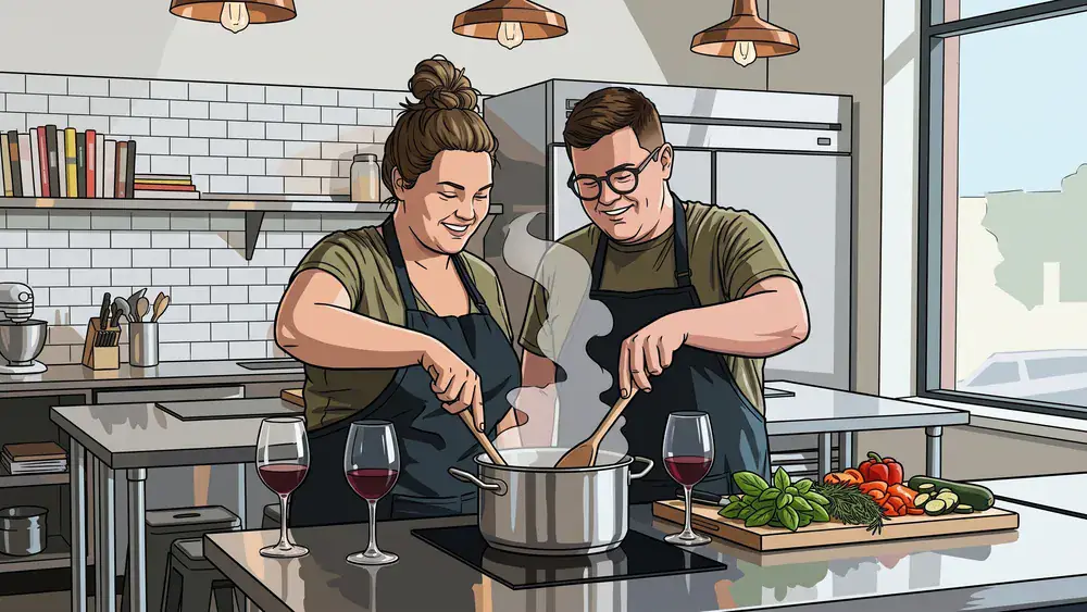 Kochkurs in Kassel – zwei Personen kochen gemeinsam