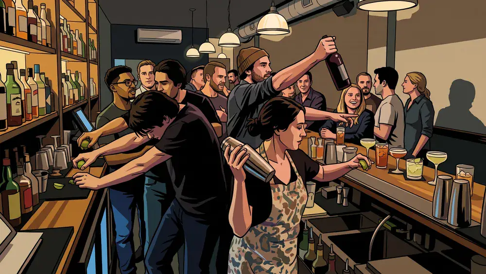 Cocktailkurs in Kassel – Kollegen mixen Cocktails an der Bar