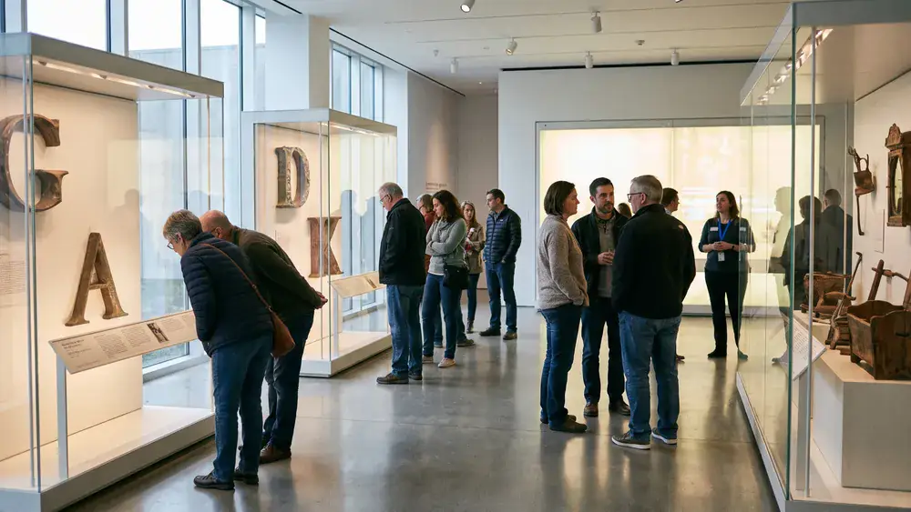 Grimmwelt Museum in Kassel – Kollegen auf einer Führung durch die Ausstellung über die Brüder Grimm