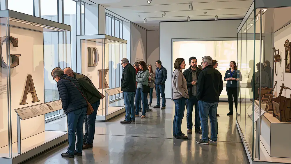 Grimmwelt Museum in Kassel – Kollegen auf einer Führung durch die Ausstellung über die Brüder Grimm
