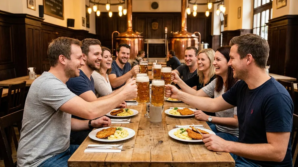 Brauhaus zum Rammelsberg in Kassel - Erwachsene essen und trinken gesellig im Festsaal