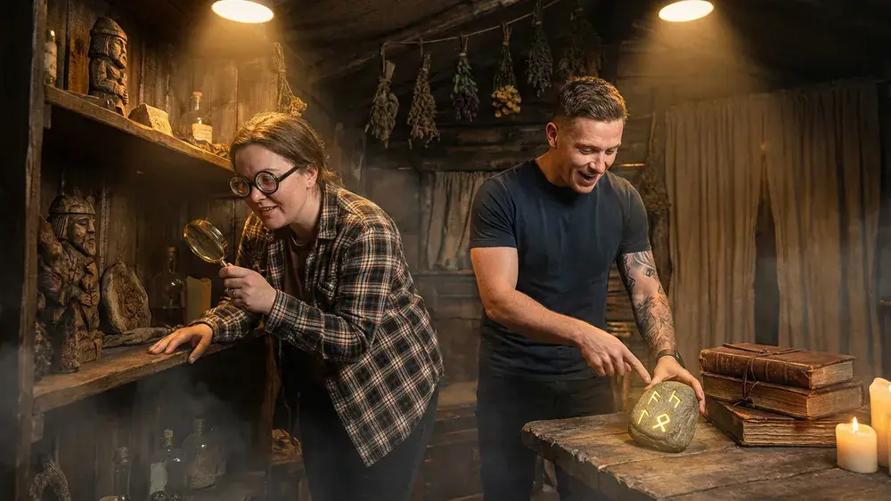 EXITgameKassel – zwei Personen lösen gemeinsam Rätsel im Escape Room