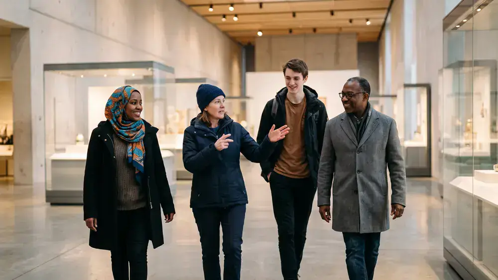 Grimmwelt Museum in Kassel – Kollegenrunde in der interaktiven Ausstellung über die Brüder Grimm