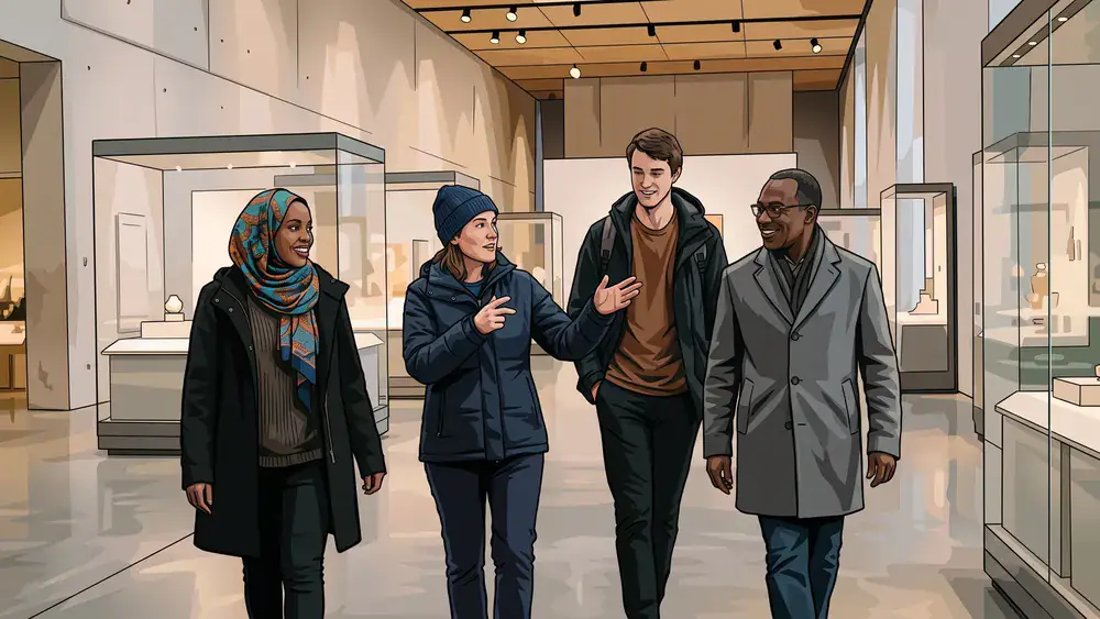 Grimmwelt Museum in Kassel – Kollegenrunde in der interaktiven Ausstellung über die Brüder Grimm
