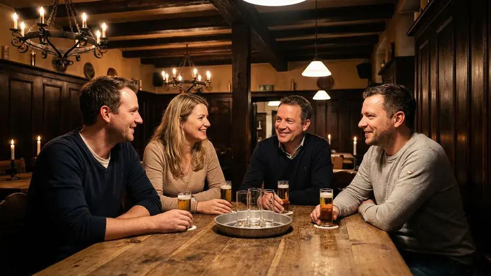 Brauhaus in Köln – Gruppe trinkt Kölsch in einem traditionellen Brauhaus in Köln