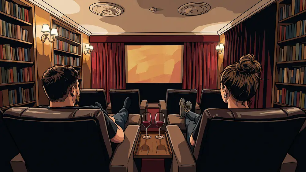 Residenz Kino in Köln – Zwei Personen in Ledersesseln in einem stilvollen Vintage-Kino