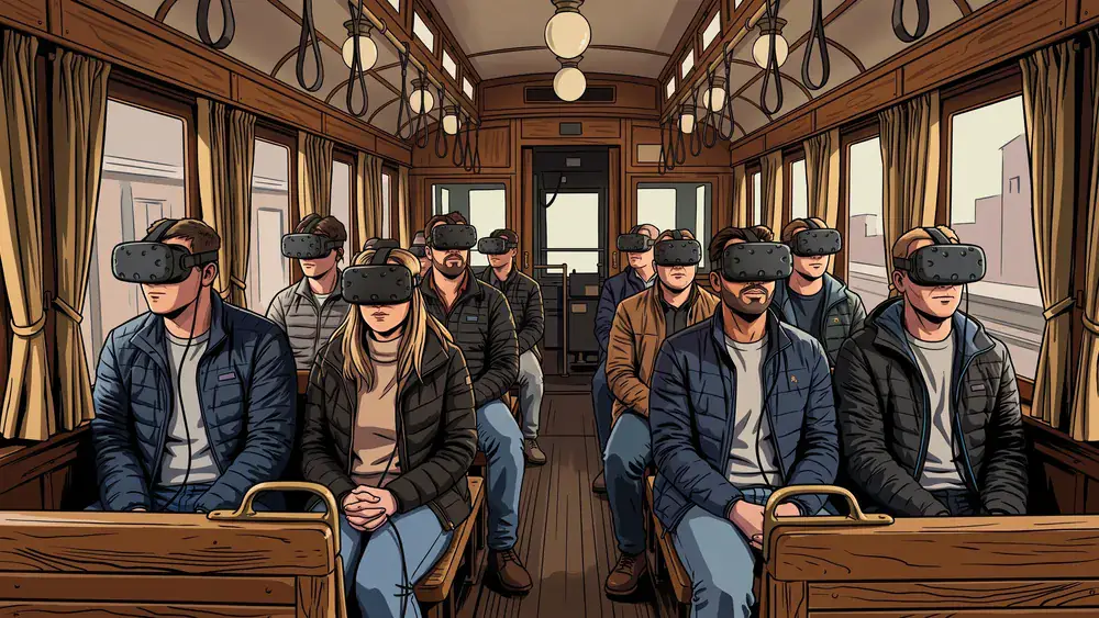 TimeRide VR in Köln – Kollegen erleben mit VR-Brillen eine Zeitreise ins alte Köln am Alter Markt