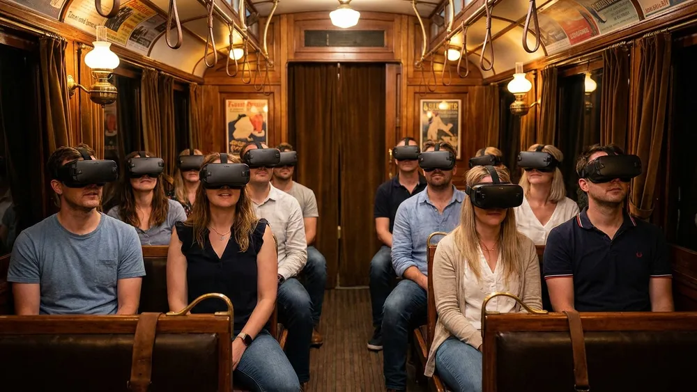 TimeRide VR in Köln – Gruppe erlebt mit VR-Brillen eine Zeitreise ins alte Köln am Alter Markt