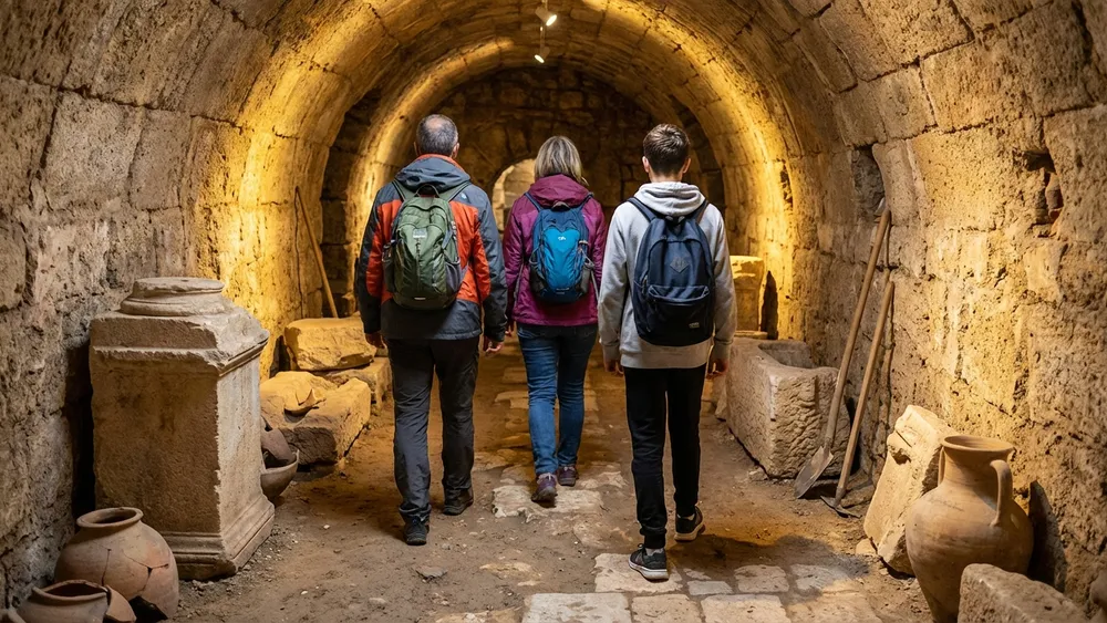 Unterirdisches Köln – Team erkundet mit Stadtführerin einen antiken Tunnel unter der Altstadt