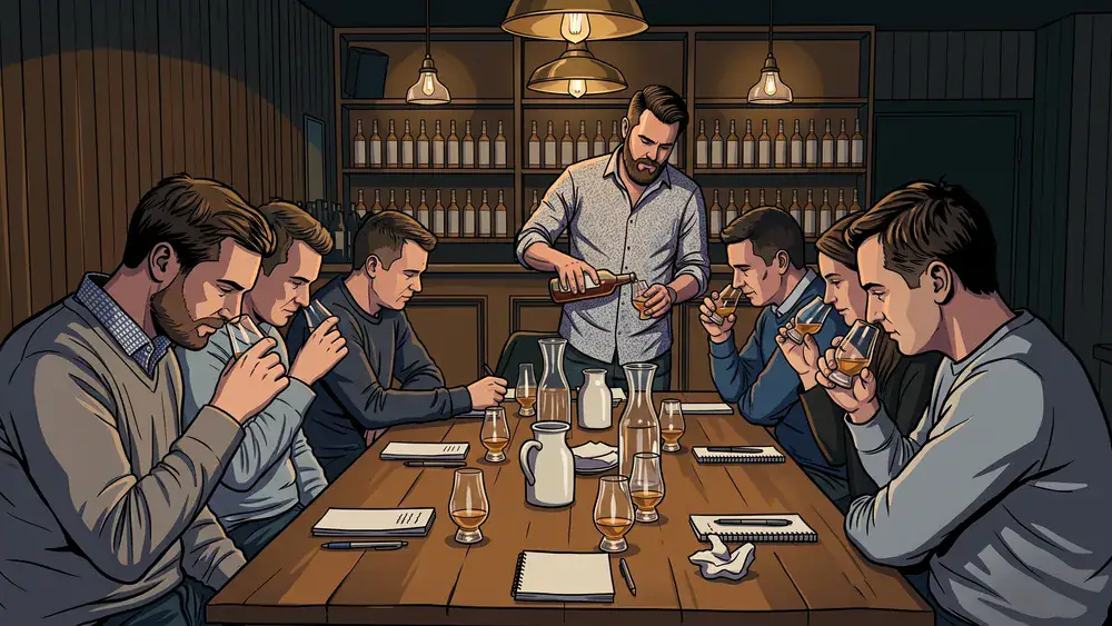 Whisky Tasting in Köln – Kollegen verkosten unter Anleitung verschiedene Whiskys