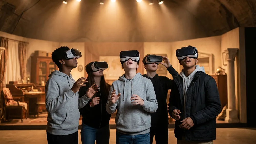 TimeRide VR Köln – Schüler mit VR-Brillen erleben eine Zeitreise durch die Kölner Geschichte