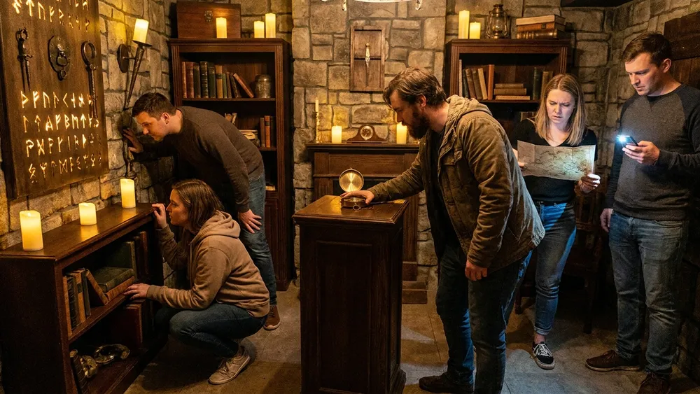 Escape Room in Stuttgart – Gruppe löst gemeinsam Rätsel in einem thematisch gestalteten Raum