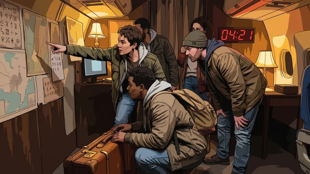 Vrienden zoeken samen een code in een escape room van Escape World Tilburg