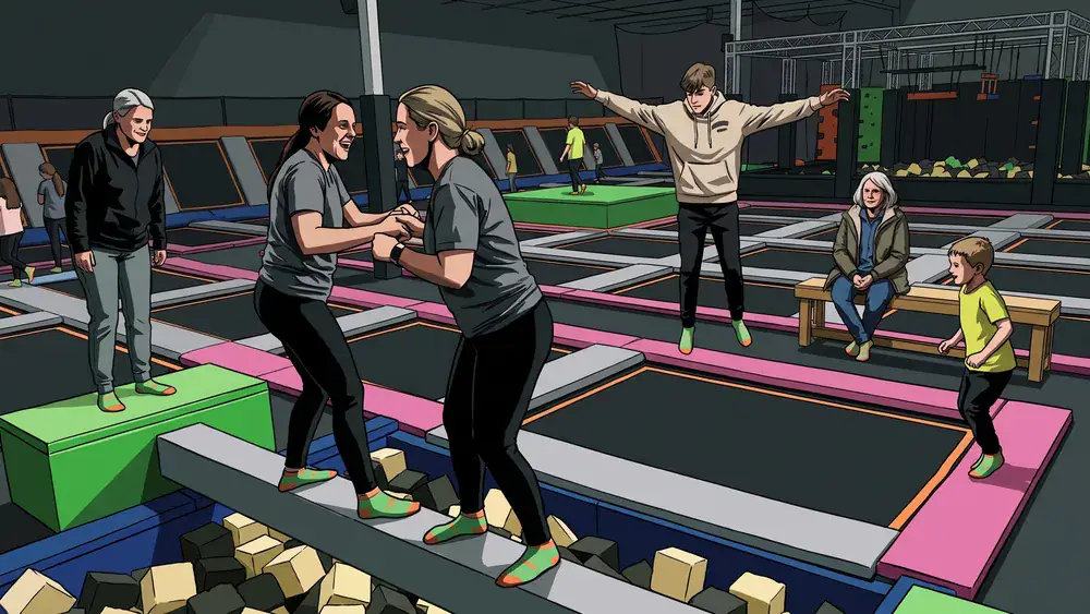 Gezin van jong tot oud springt samen in trampolinepark You Jump in Tilburg