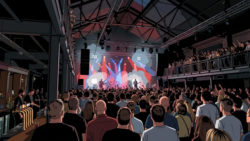 Publiek voor het podium tijdens een concert in 013 Poppodium in Tilburg