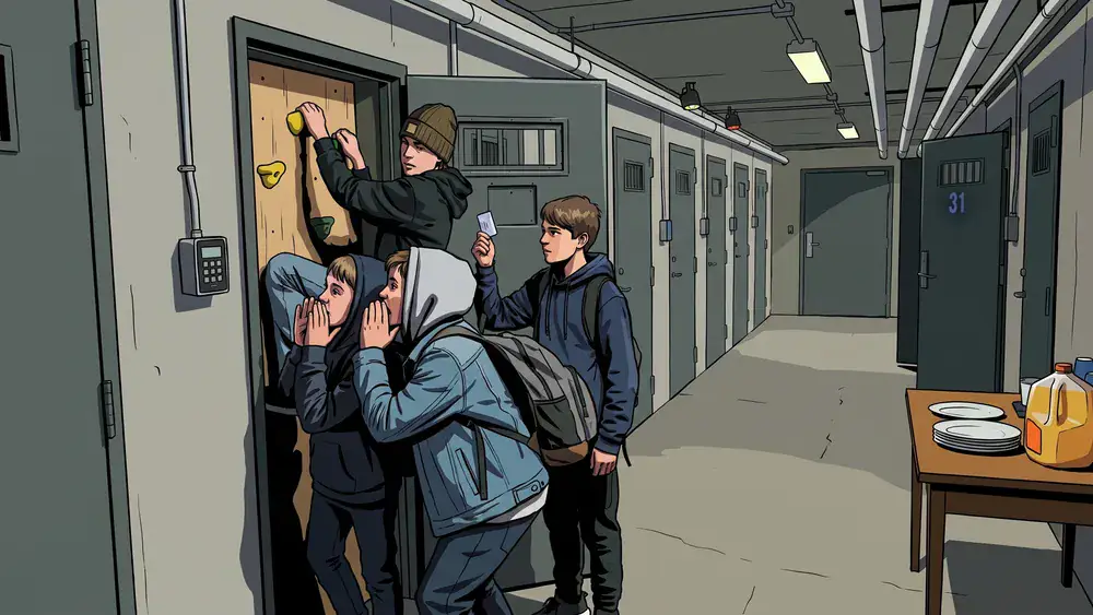 Tieners spelen samen een cel in Prison Island bij NondeJeu in Tilburg