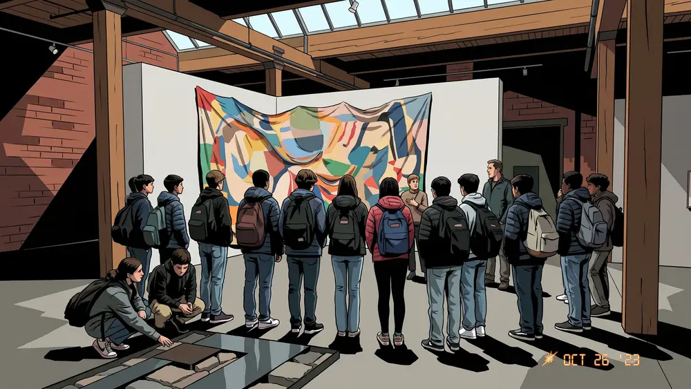 Schoolklas krijgt een rondleiding langs hedendaagse kunst in De Pont in Tilburg