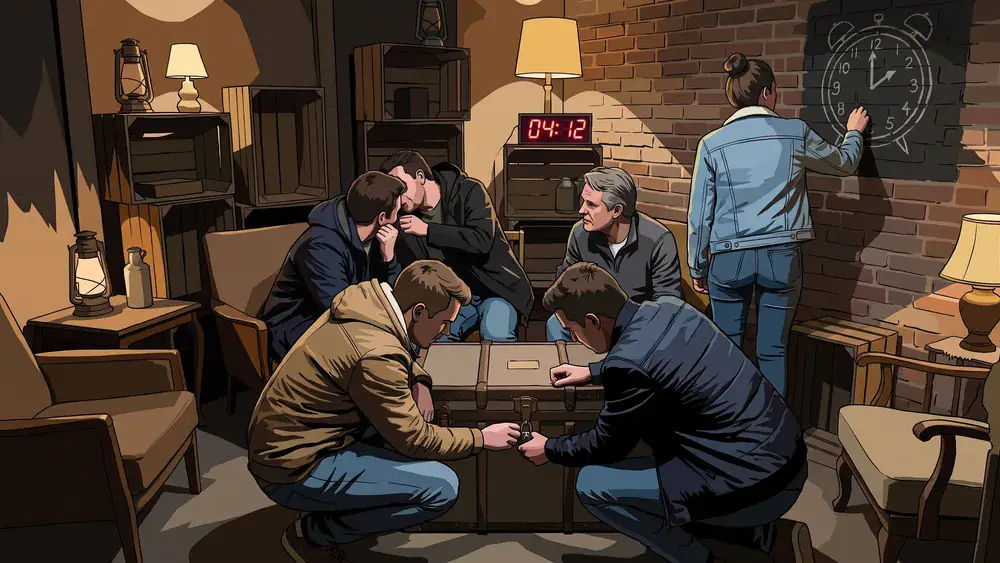 Vriendengroep kraakt een slot in een escape room van Escape World Tilburg