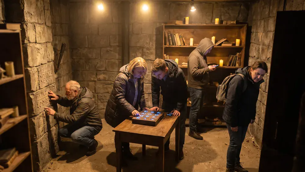 Escape Room in Wien – Kollegen aus 5 Personen lösen gemeinsam Rätsel in einem thematisch gestalteten Raum