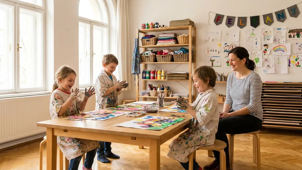 ZOOM Kindermuseum Wien – Kinder bemalen Bilder in einem Mitmach-Atelier