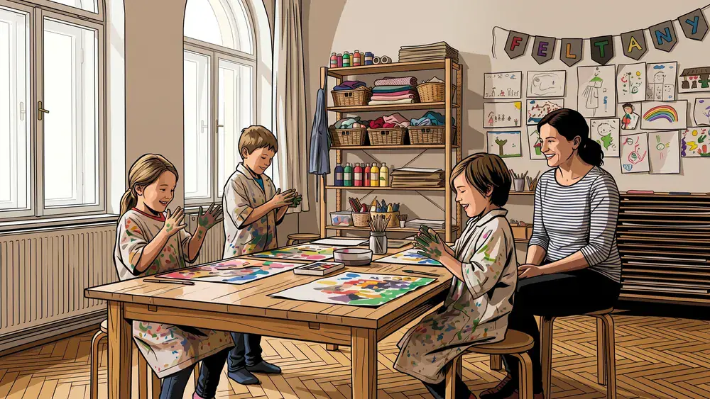 ZOOM Kindermuseum Wien – Kinder bemalen Bilder in einem Mitmach-Atelier