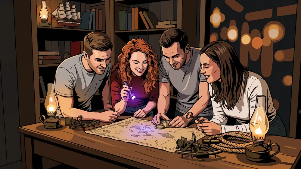 Escape Room in Wien – Team aus 5 Personen löst gemeinsam Rätsel in einem thematisch gestalteten Raum
