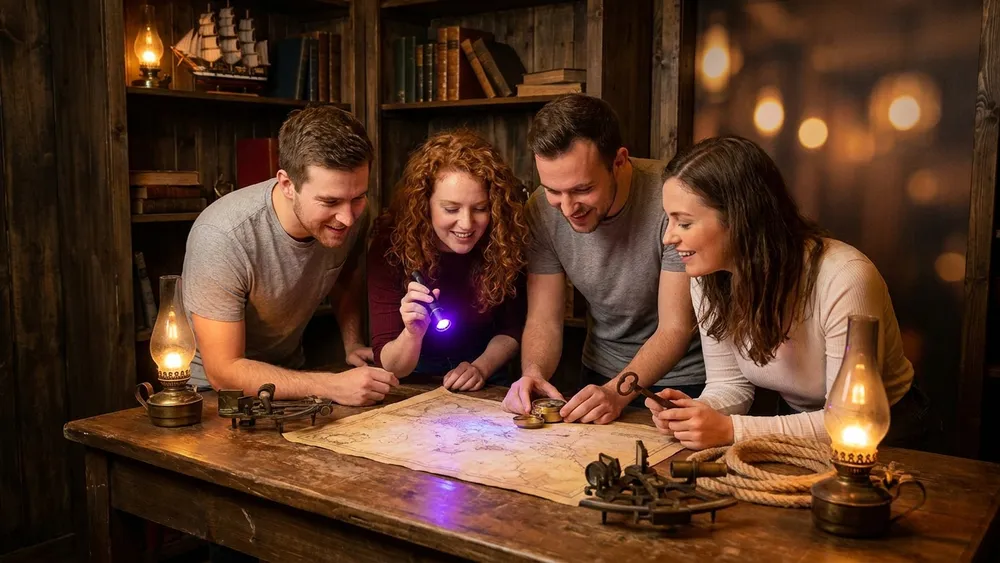 Escape Room in Wien – Team aus 5 Personen löst gemeinsam Rätsel in einem thematisch gestalteten Raum