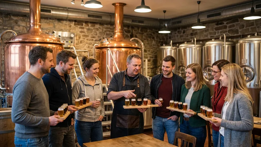 Würzburger Hofbräu Brauereiführung - Erwachsene probieren fünf Bierspezialitäten mit dem Braumeister