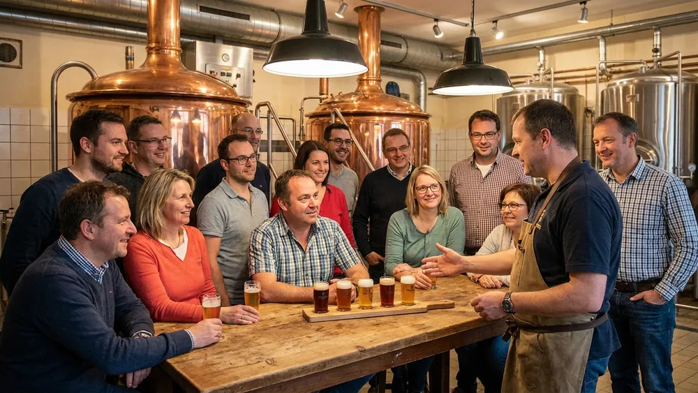 Würzburger Hofbräu Brauereiführung – Team probiert fünf Bierspezialitäten mit dem Braumeister