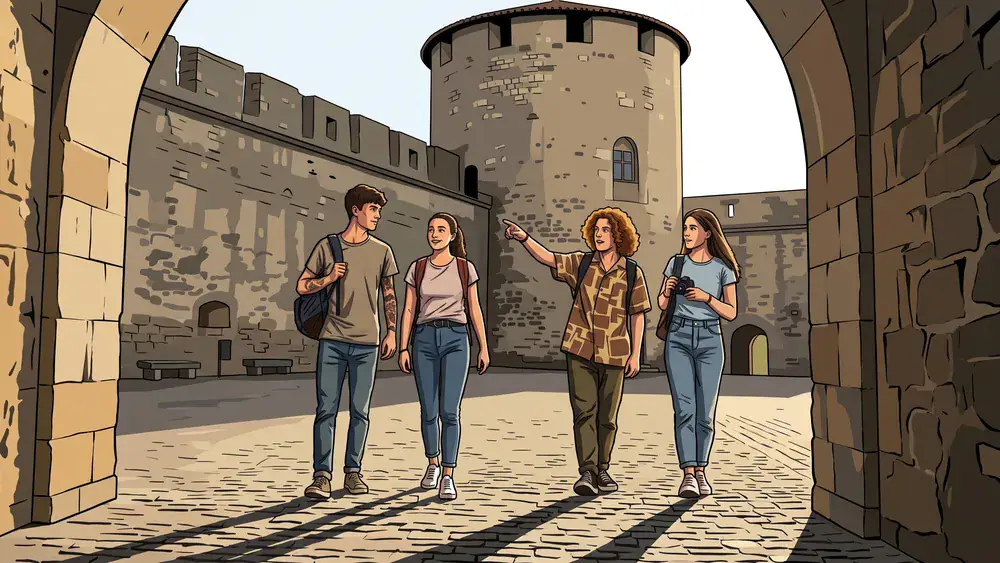 Museum für Franken – Schüler erkunden den Innenhof der Festung Marienberg