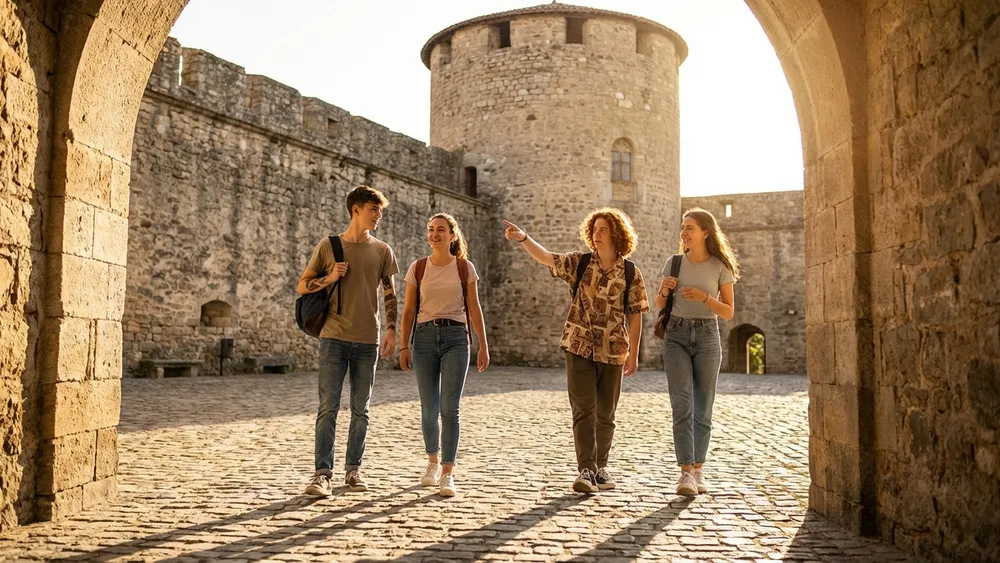 Museum für Franken – Schüler erkunden den Innenhof der Festung Marienberg