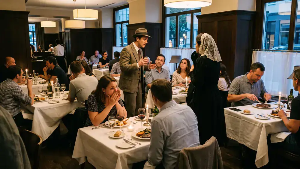 Krimidinner in Würzburg – Kollegen verfolgen beim Vier-Gänge-Menü ein Schauspiel und lösen einen Mordfall
