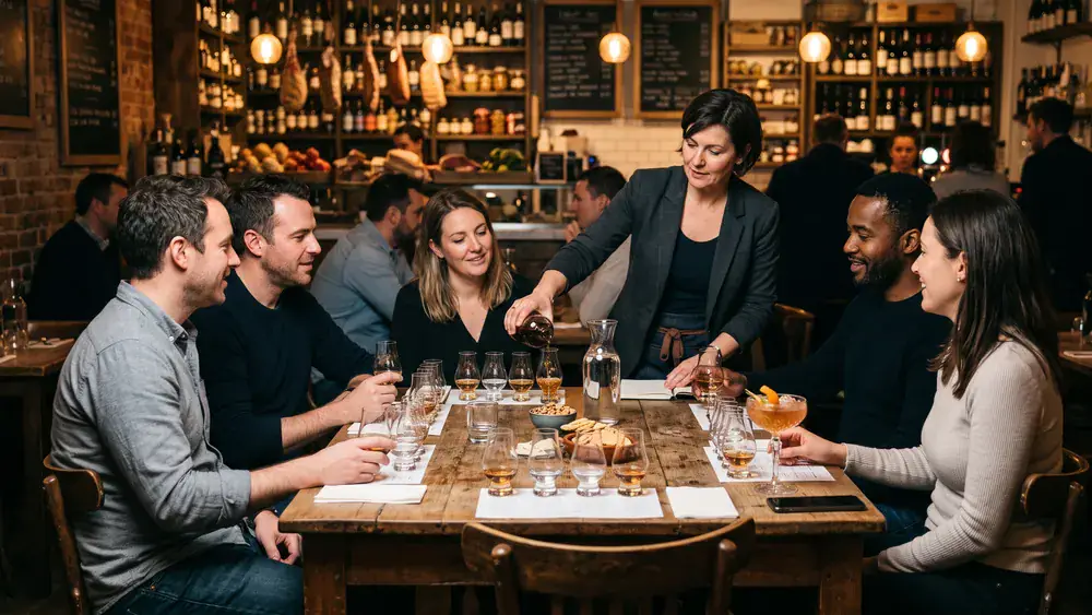 Destillat-Tasting in Würzburg – kleine Kollegenrunde verkostet zur Weihnachtsfeier Whisky, Gin und Edelbrände mit einer Sommelière