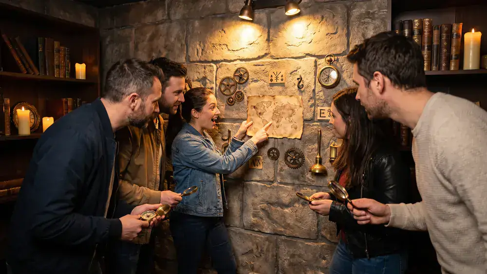 TeamEscape Würzburg – Kollegen lösen bei der Weihnachtsfeier gemeinsam Rätsel in einem thematisch gestalteten Raum